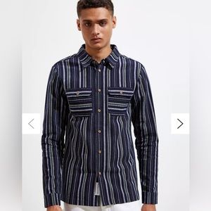 Native Youth England design sz Medium stripes casual relaxed fancy button down